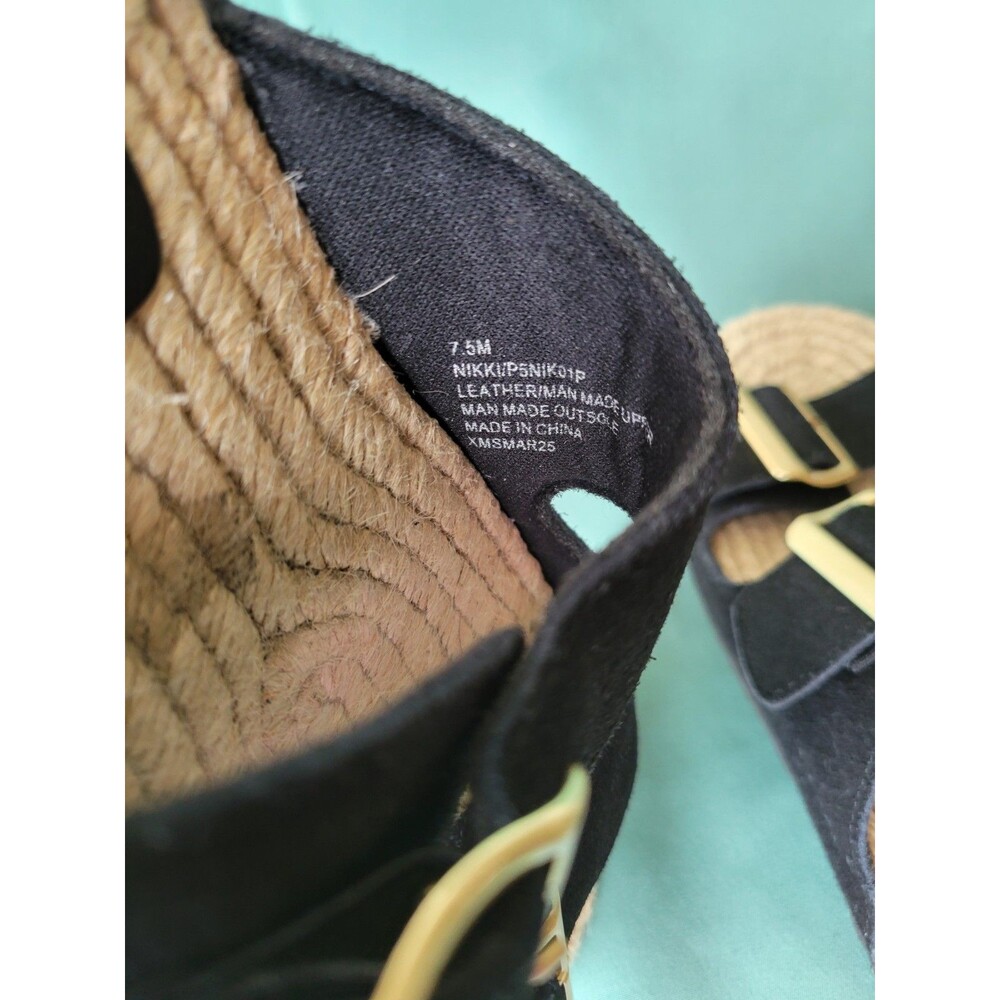 Haute Hippie Black Suede Double Buckle Espadrille Slide Sandals Women's Size7.5M - Picture 2 of 11